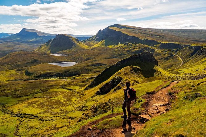 The landslip ridges and green terraces of the Quiraing on the Isle of Skye